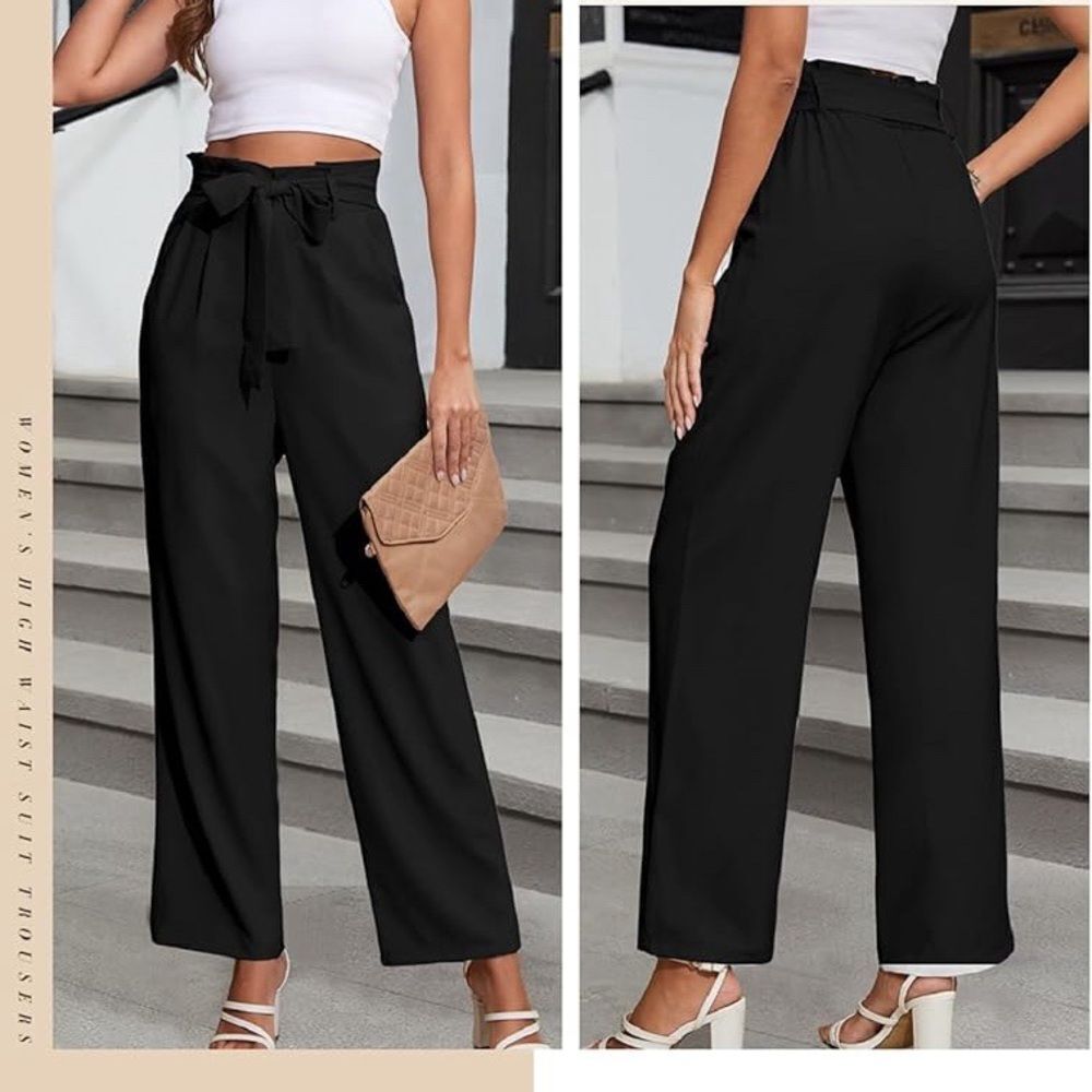 Vince Camuto Black High Waist Wide Leg Trousers